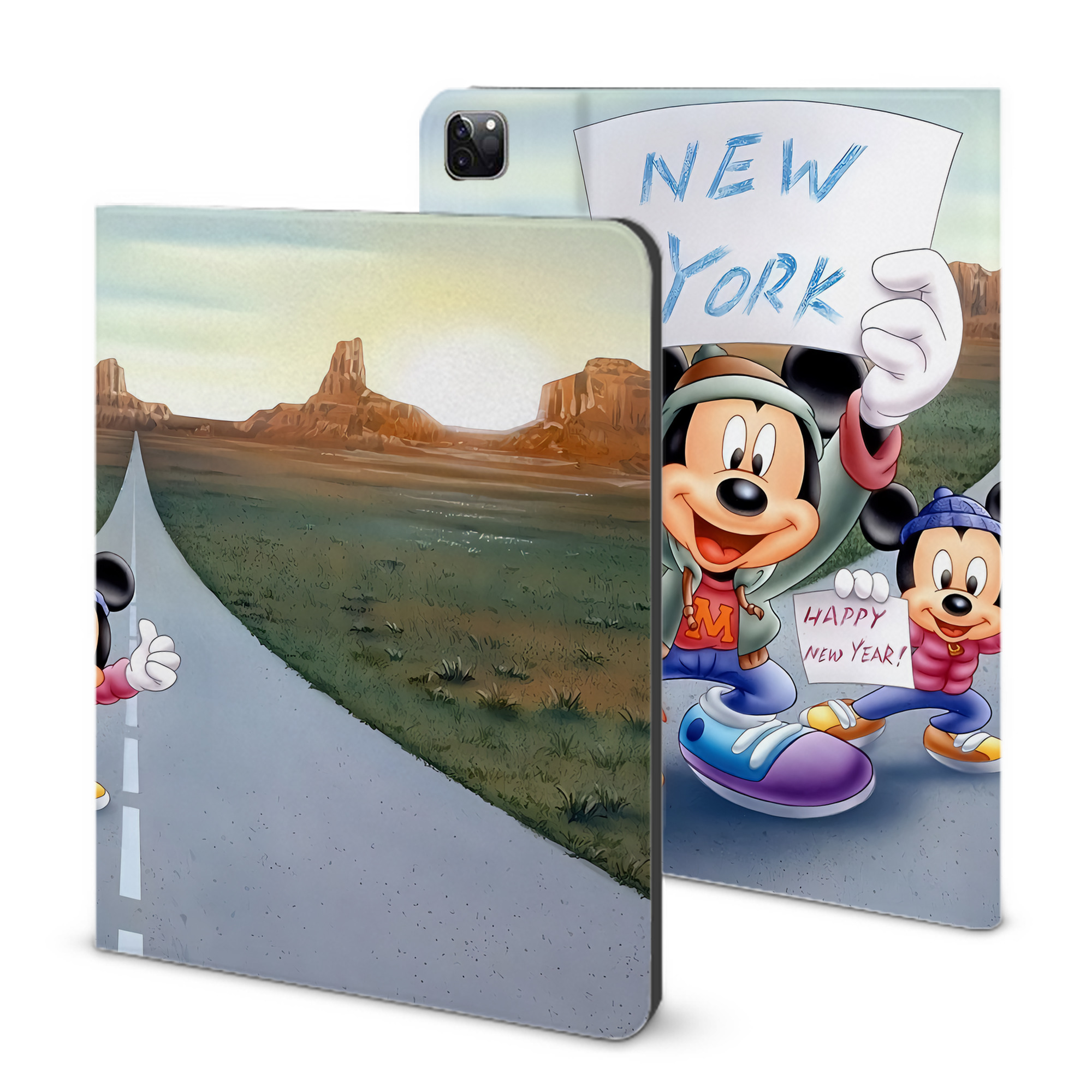 （画像用） ミッキーマウス Mickey Mouse IPad ケース ブック型 PUレザー TPU 耐衝撃 軽量 薄型 ペン収納なし 全面保護 IPad 各モデル対応
